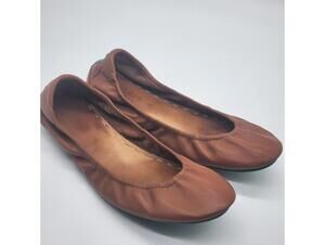 Tieks chestnut leather ballet flats, foldable design comfort. 10